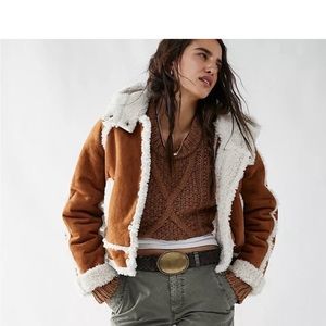 New Free People Vegan Exchange Shearling Jacket Large